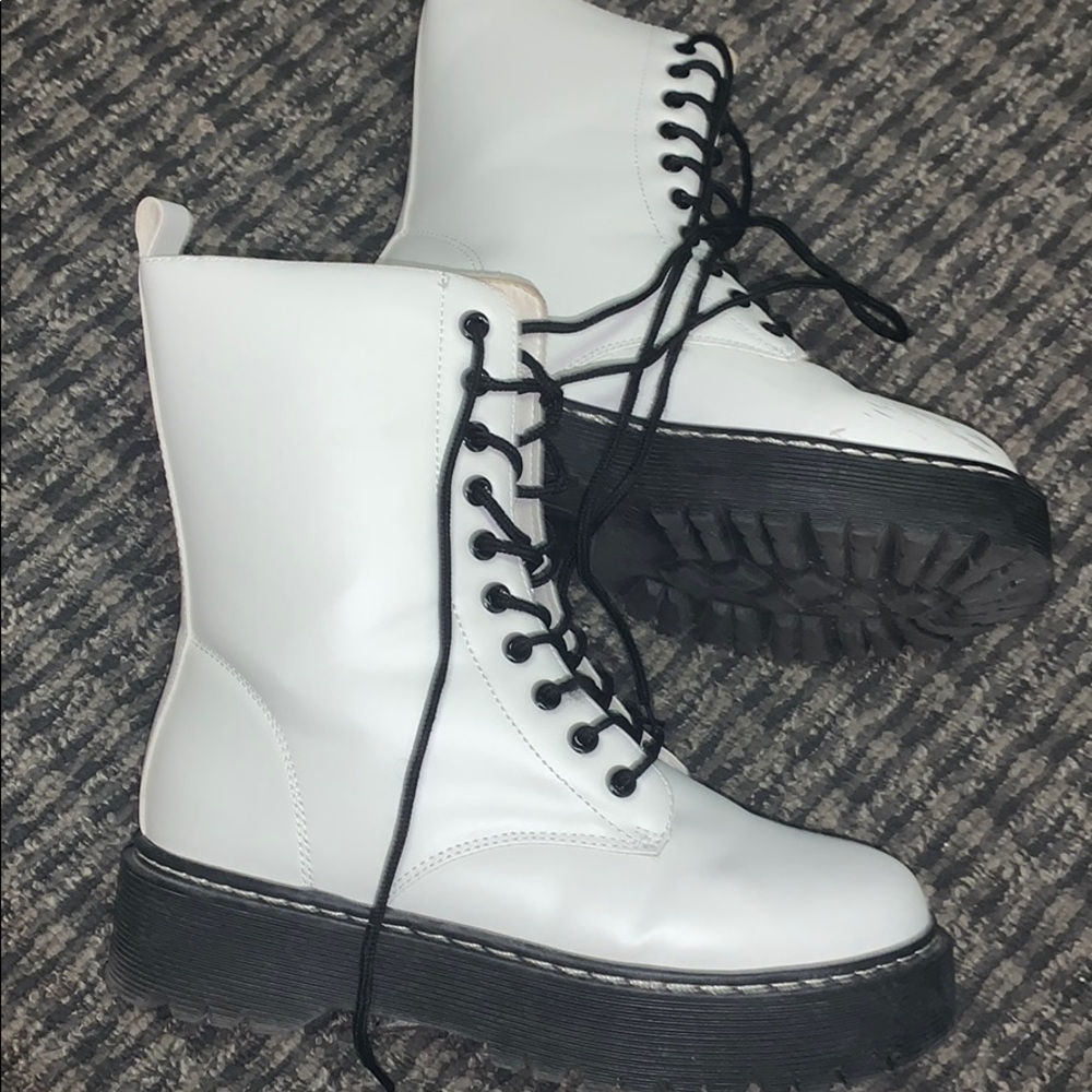 White Lace Up Booties